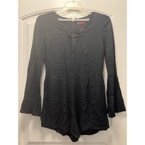 NWOT Motel Women’s Long Bell Sleeve Soft Criss Cross‎ Front Romper Size M Black